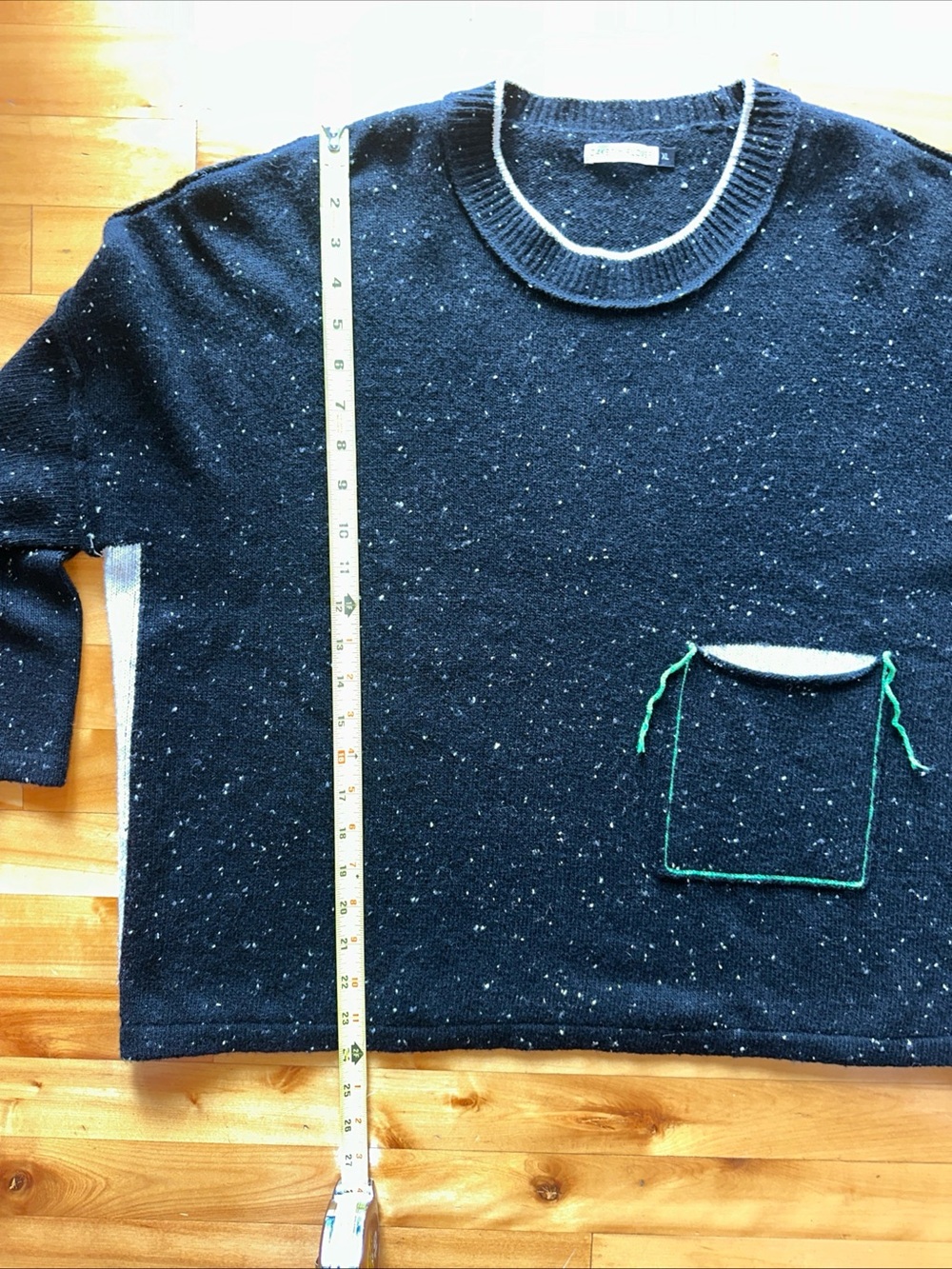 Zaket & Plover Lambswool Sweater XL Black Speckled Oversized Pocket Tunic - Picture 7 of 8